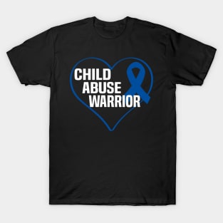 Child Abuse Awareness Warrior Blue Heart T-Shirt